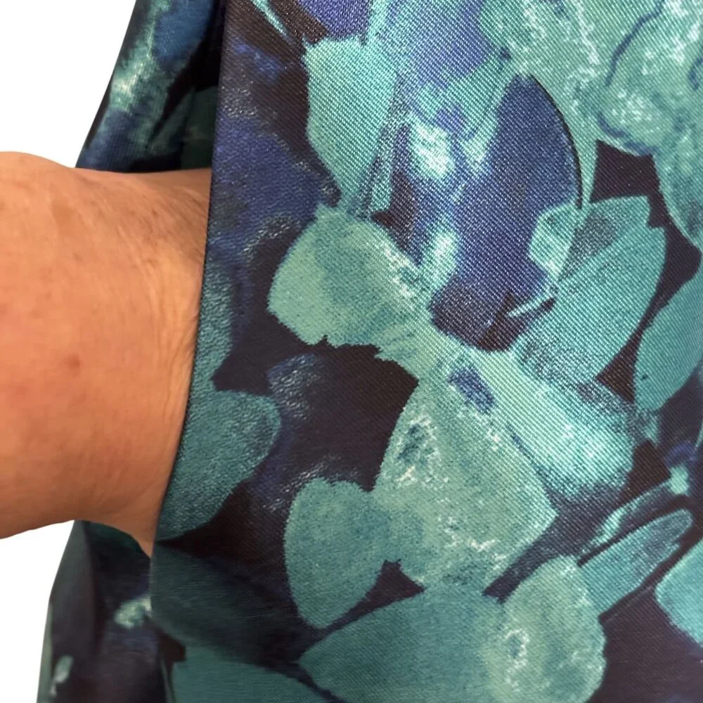 Tahari Arthur S. Levine Floral Sleeveless Maxi Dress Size 12 Blue/Teal Satin - Picture 3 of 11